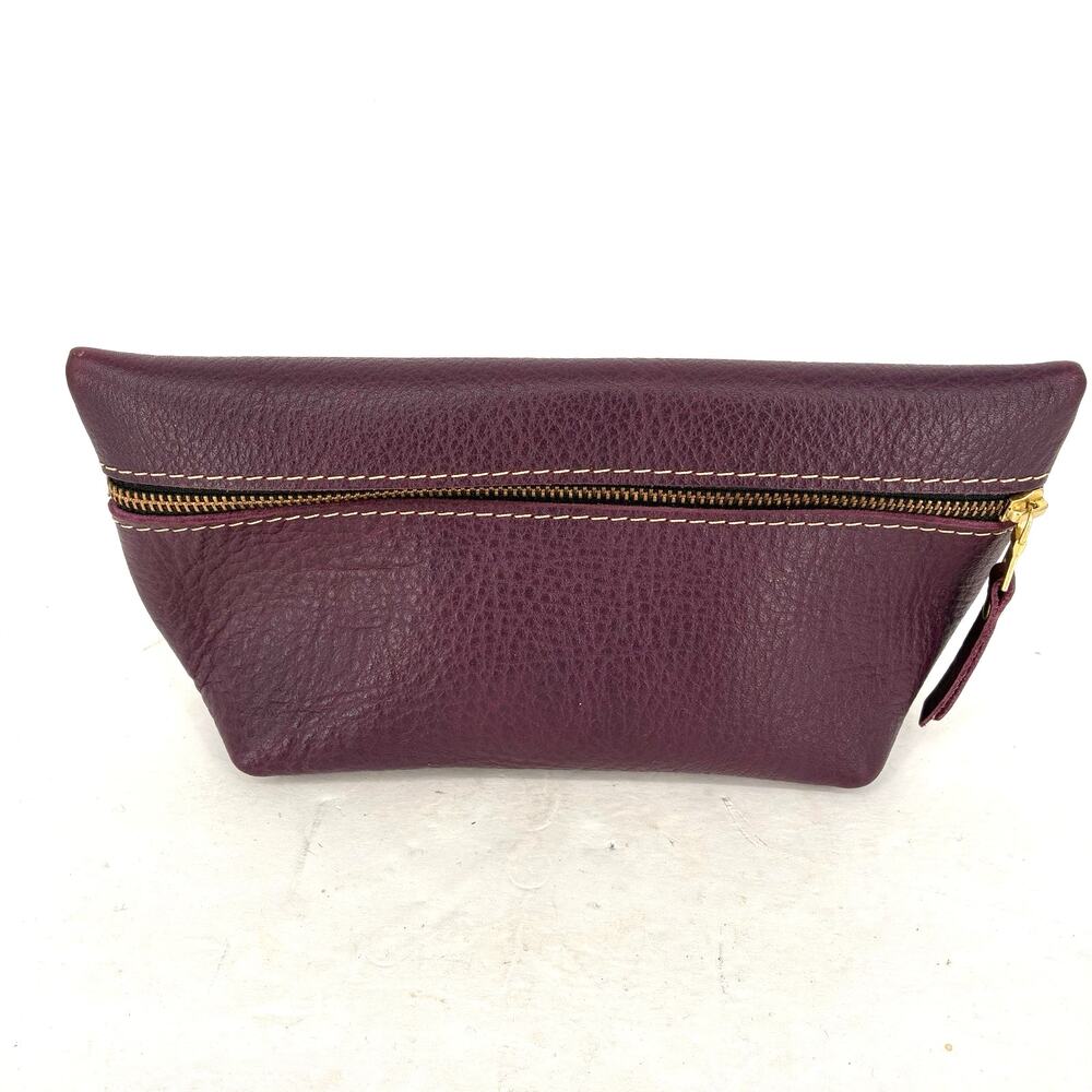 Portland Leather Goods XL Makeup Bag Ultraviolet Purple Pebbled Leather PLG